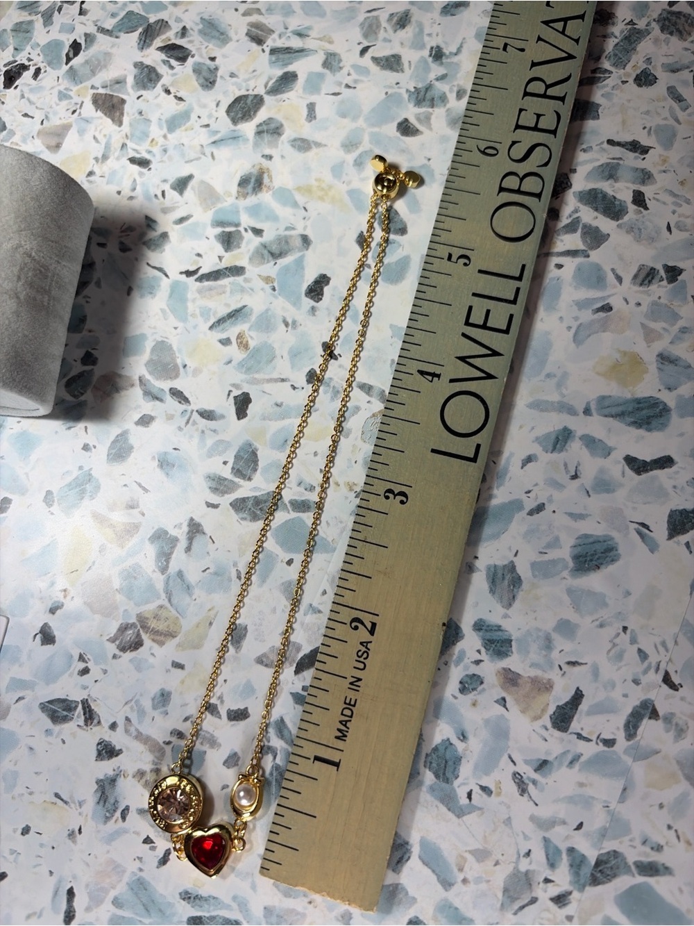 Coach Gold Tone Crystal Heart Pearl Charm Slider Bracelet NWT #82 - Picture 4 of 5